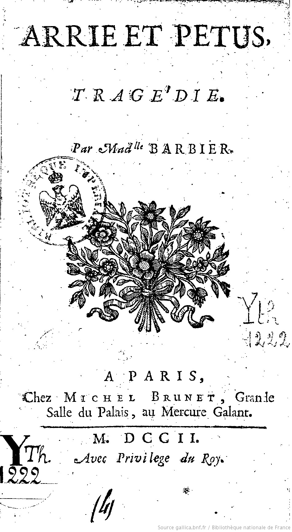 Œuvrer à sa gloire et à celle de son sexe : la carrière littéraire de Marie-Anne Barbier (1664-1745?) (BnF, en ligne)