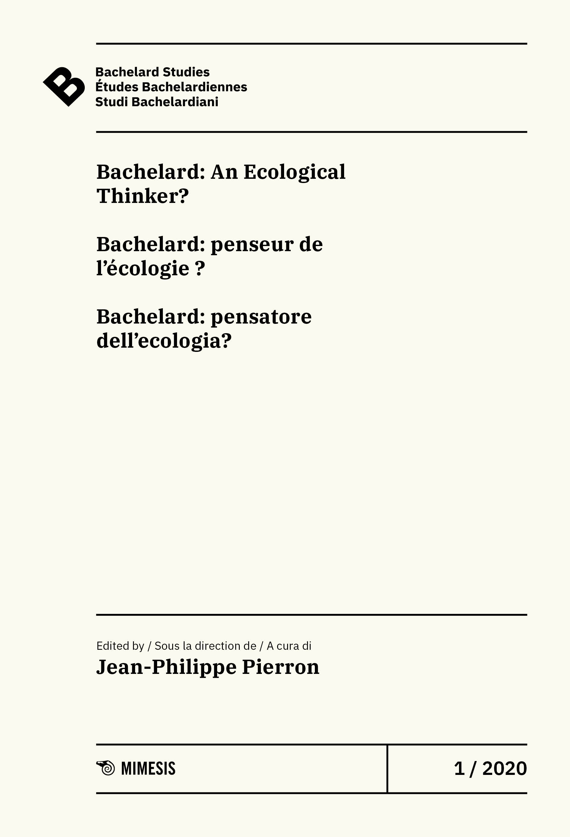 Études Bachelardiennes, n°1, 