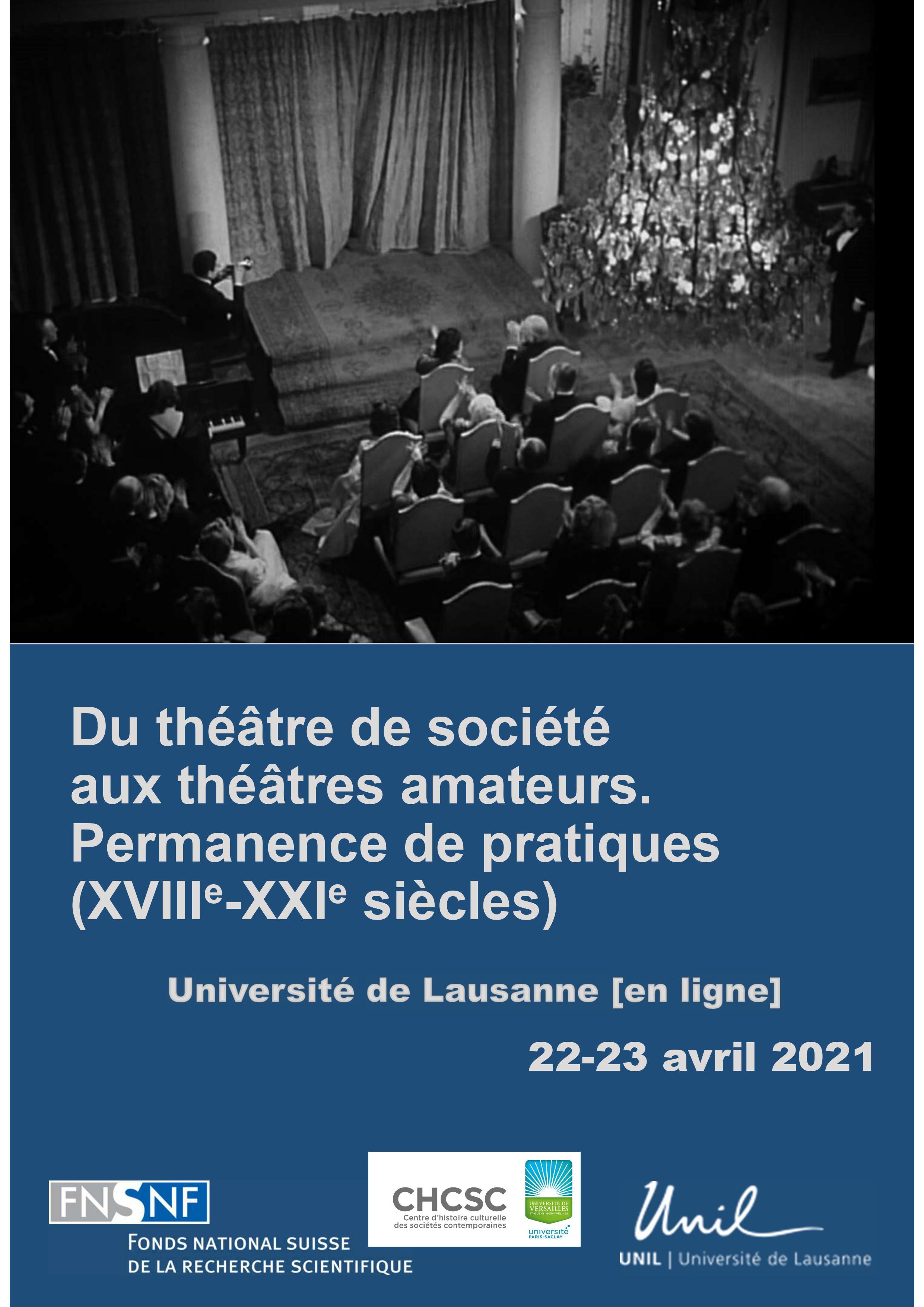 Du théâtre de société aux théâtres amateurs. Permanence de pratiques. XVIIIe-XXIe s. (Lausanne, en ligne)