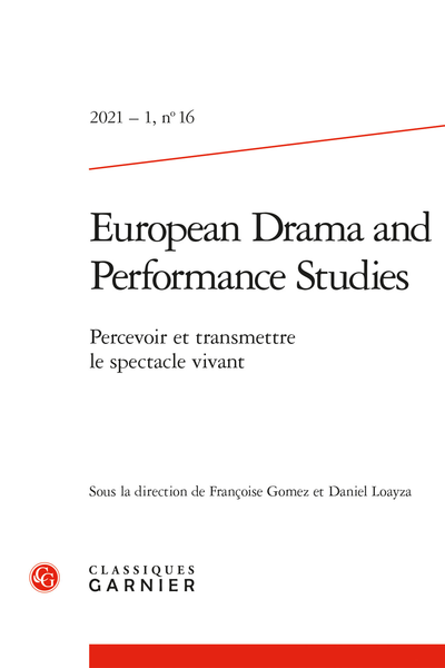 European Drama and Performance Studies, n° 16 : 