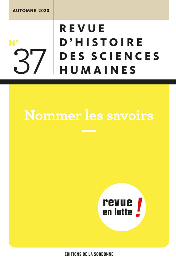 Revue d'histoire des sciences humaines, n° 37: