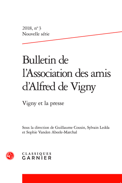 Bulletin de l’Association des amis d’Alfred de Vigny, n° 3: