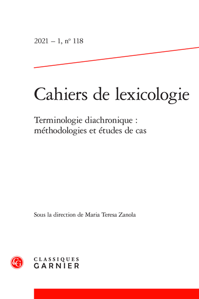 Cahiers de lexicologie 2021-1, n° 118: 