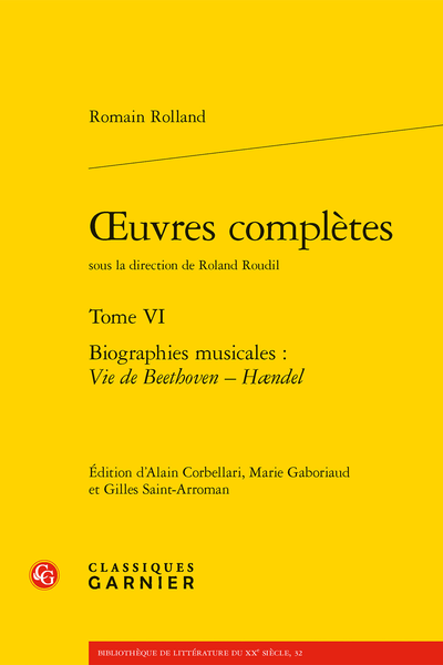 R. Rolland, Œuvres complètes, t. VI: Biographies musicales : Vie de Beethoven – Haendel