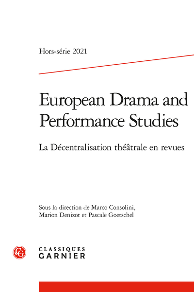 European Drama and Performance Studies, Hors-série: 