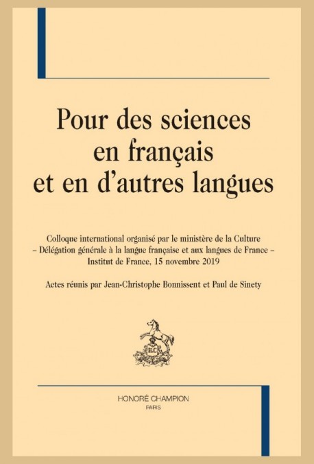 J.-C. Bonissent, P. de Sinety, Pour des sciences en français et en d’autres langues