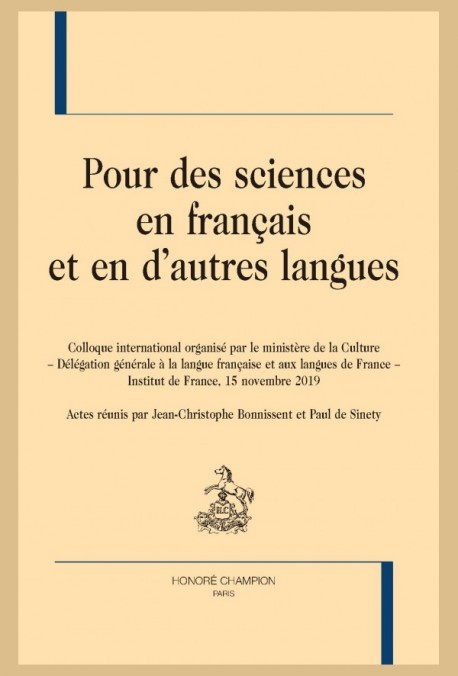 J.-C. Bonissent, P. de Sinety, Pour des sciences en français et en d’autres langues