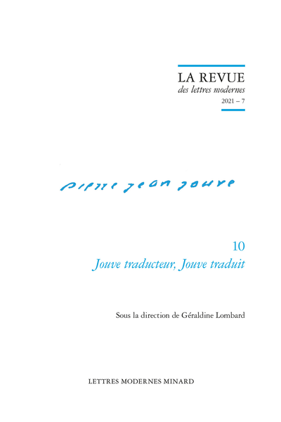 La Revue des lettres modernes, 2021-7: 