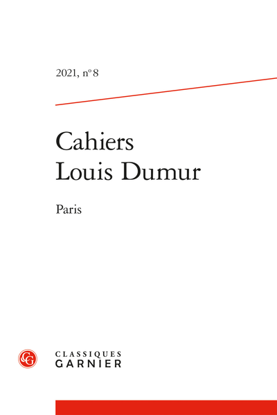 Cahiers Louis Dumur 2021, n° 8: