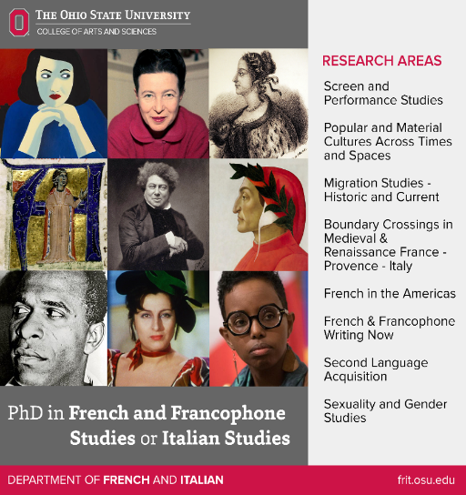 PhD Program in French and Francophone Studies or Italian Studies at The Ohio State University