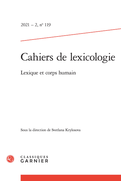Cahiers de lexicologie 2021 – 2, n° 119 :