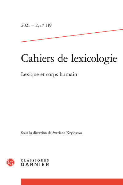 Cahiers de lexicologie 2021 – 2, n° 119 : 