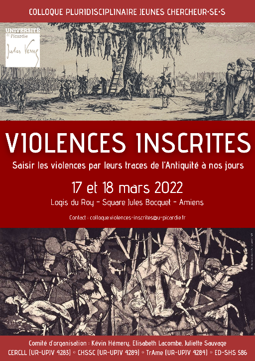 Violences inscrites : saisir la violence par ses traces de l’Antiquité à nos jours (Amiens)