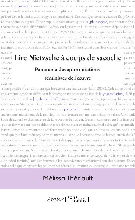 Mélissa Thériault, Lire Nietzsche à coups de sacoche