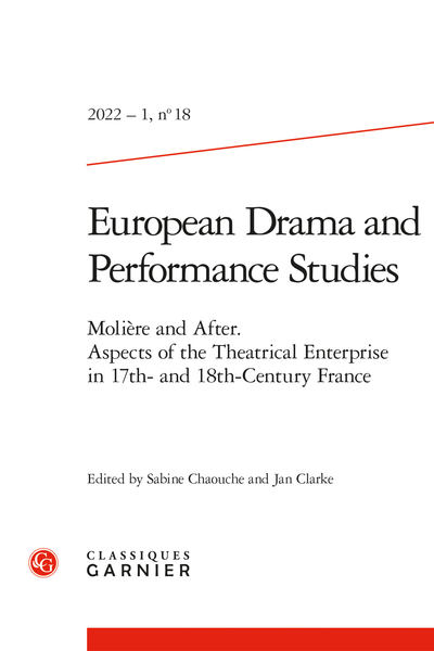 European Drama and Performance Studies, 2022-1, n° 18 :