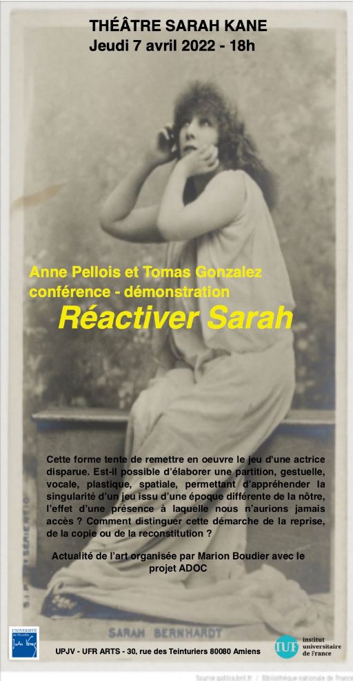 Réactiver Sarah Bernhardt : conférence-démonstration (Amiens)