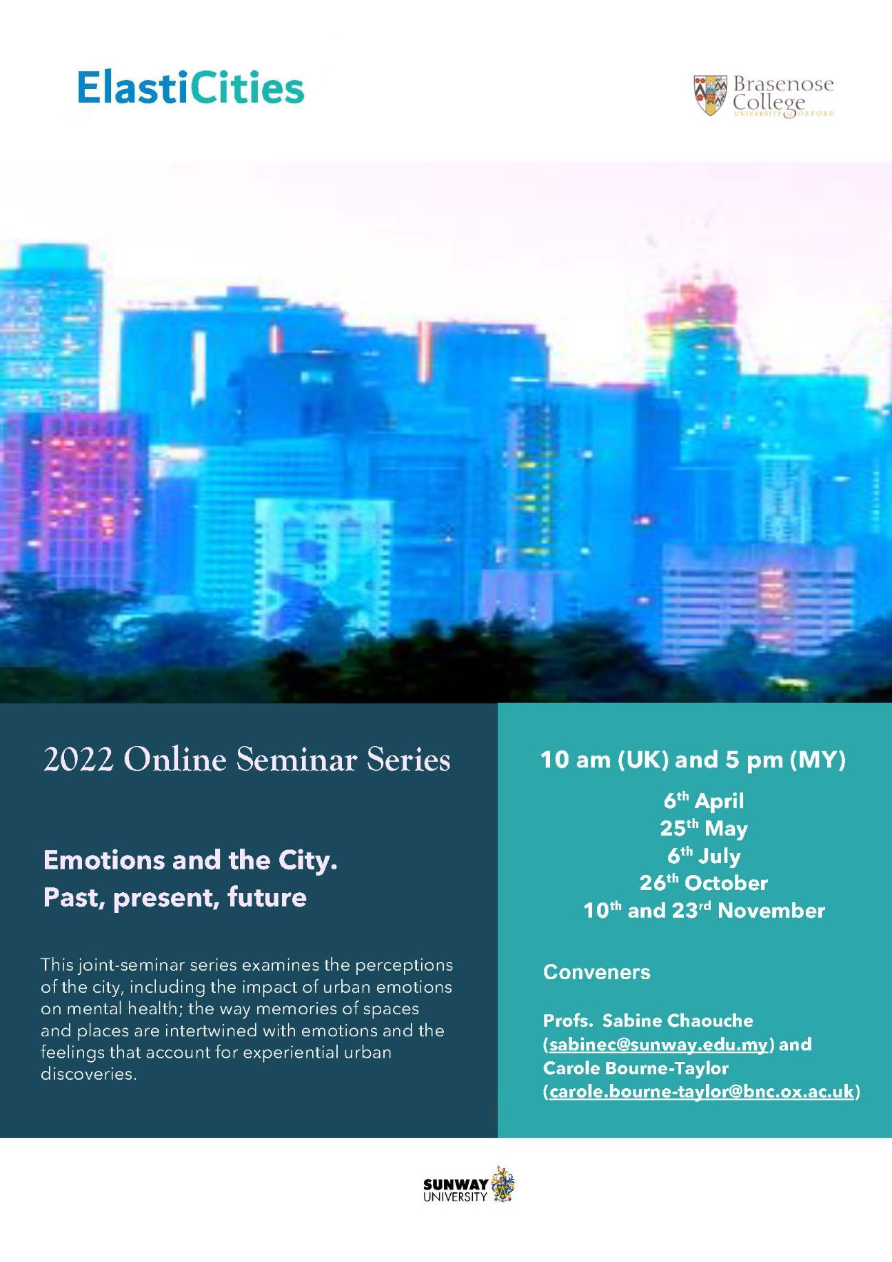 Emotions and the City. Past, Present, Future (Seminar Sunway Univ., Brasenose College, Oxford)