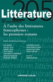 Littérature, 205 (1/2022), À l'aube des littératures francophones: les premiers romans