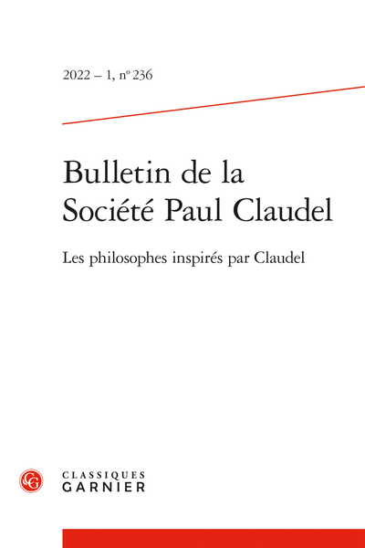 Bulletin de la Société Paul Claudel, 2022 – 1, n° 236 :