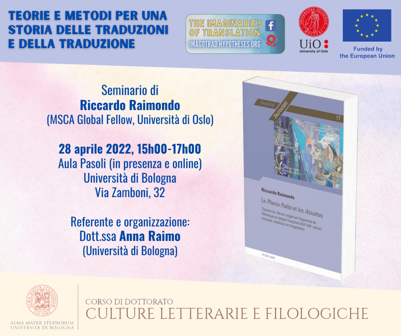 Teorie e metodi per una storia delle traduzioni e della traduzione | Seminario, Università di Bologna