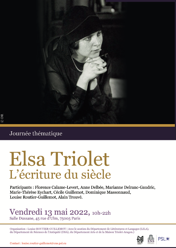 Elsa Triolet, l'écriture du siècle (ENS, Paris)