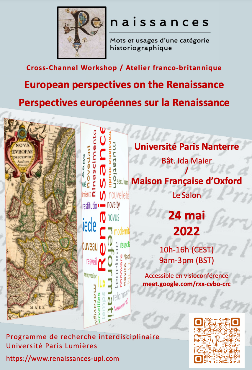 European perspectives on the Renaissance / Perspectives européennes sur la Renaissance (Paris Nanterre & Maison française d'Oxford)