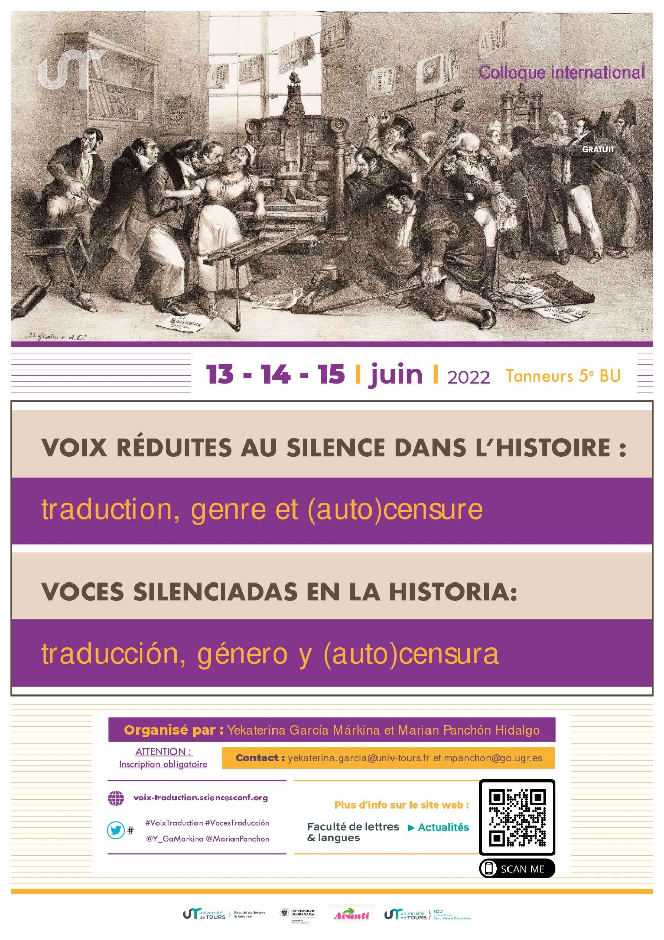 Voix réduites au silence dans l'Histoire : traduction, genre et (auto)censure / Voces silenciadas en la Historia: traducción, género y (auto)censura