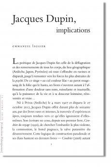 Emmanuel Laugier, Jacques Dupin. Implications