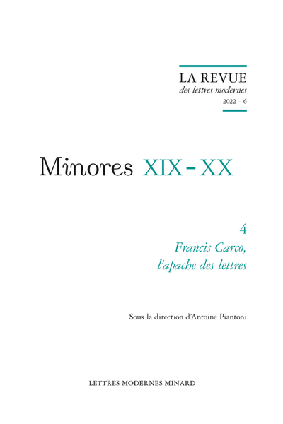 La Revue des lettres modernes 2022 – 6 :