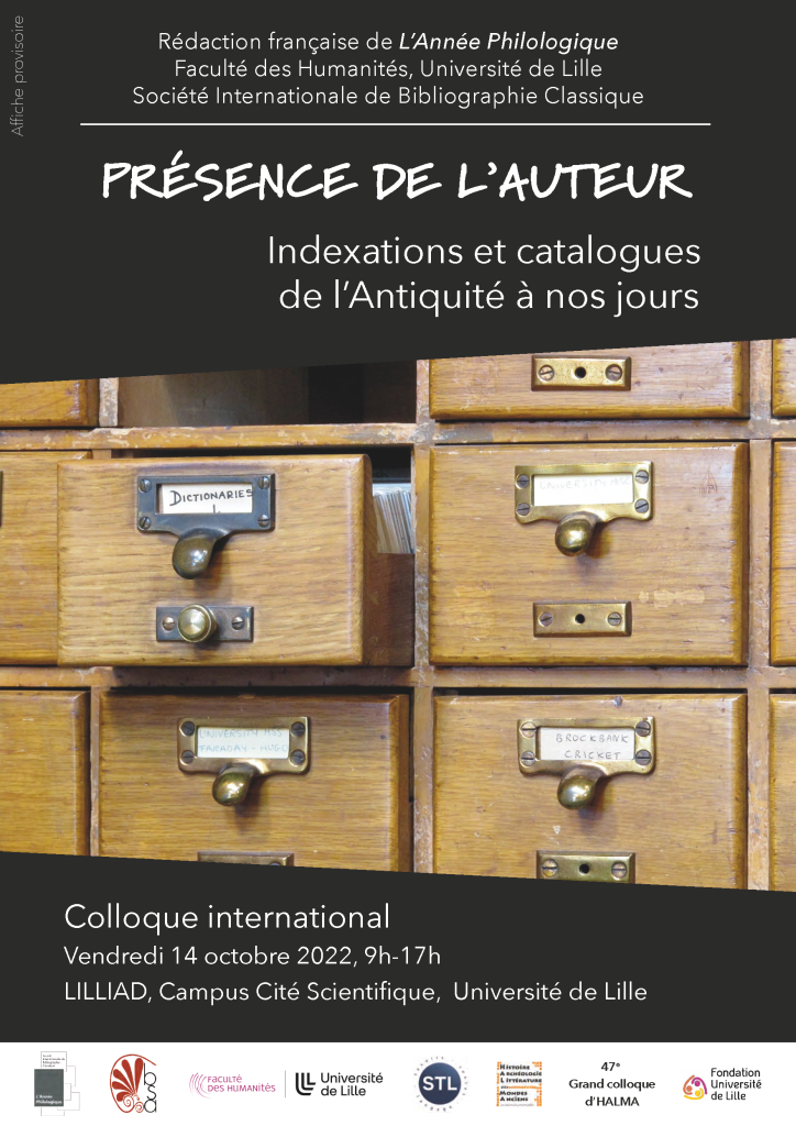 Présence de l’auteur. Indexations et catalogues de l’Antiquité à nos jours (Université de Lille)