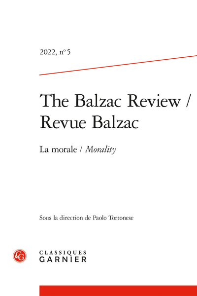 Revue Balzac / The Balzac Review, n° 5, 2022 : 