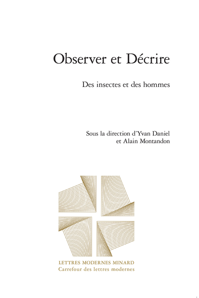 Yvan Daniel et Alain Montandon (dir.), Observer et Décrire. Des insectes et des hommes