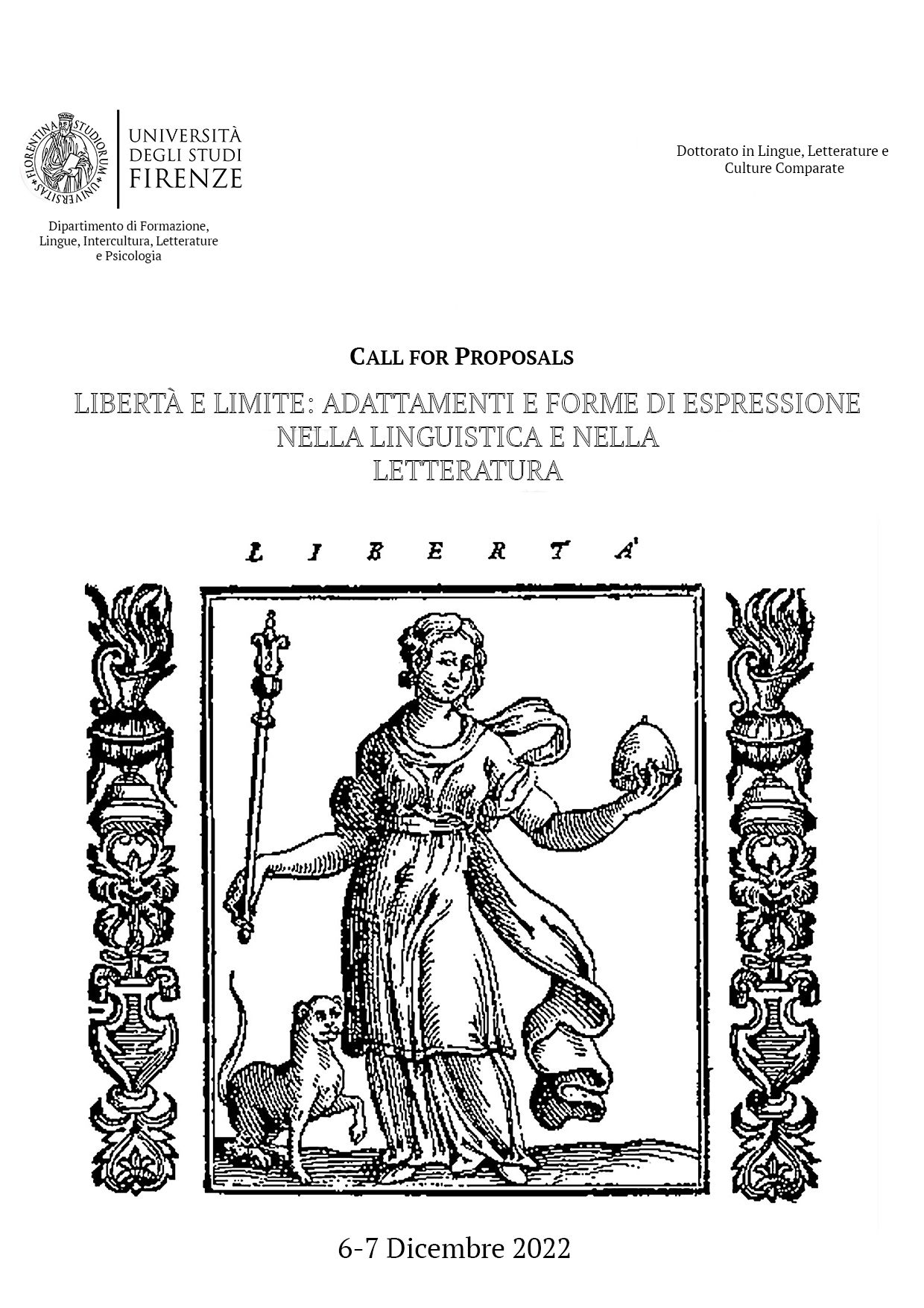 Liberté et limite: adaptations et formes d’expression dans la linguistique et la littérature (Florence)