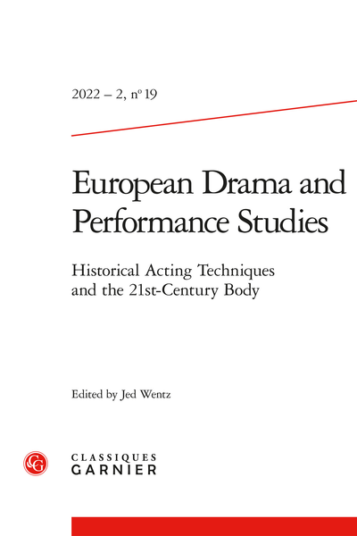 European Drama and Performance Studies 2022–2, n° 19 : 