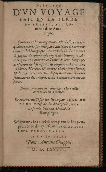 Conférences d’Agrégation de Lettres et de Capes : Jean de Léry, Histoire d’un voyage faict en la terre de Brésil (Toulouse)