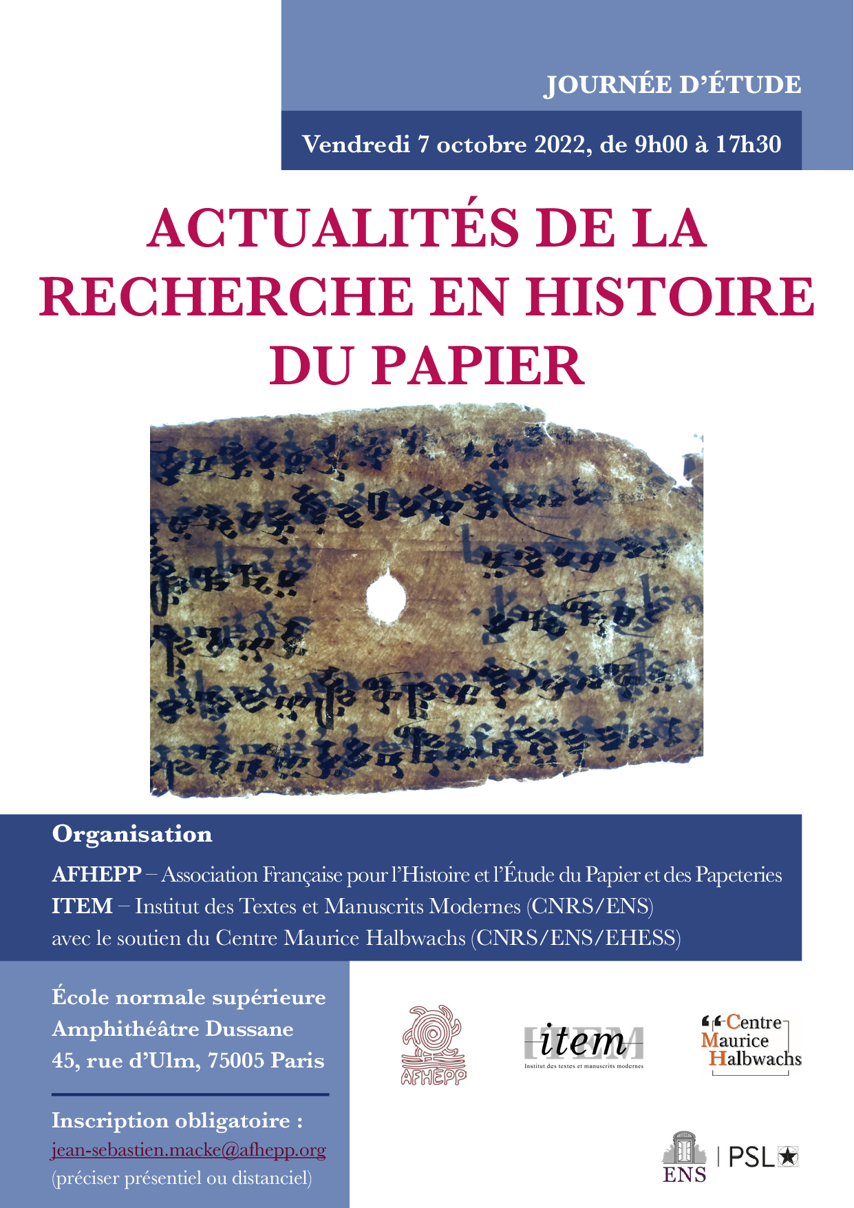 Actualités de la recherche en histoire du papier (ENS, Paris)