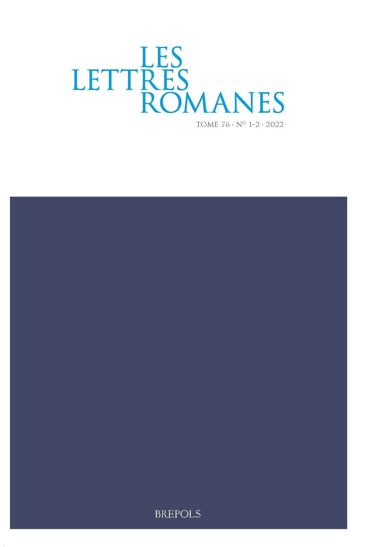 Les Lettres romanes, vol. 76, 1-2 (2022)