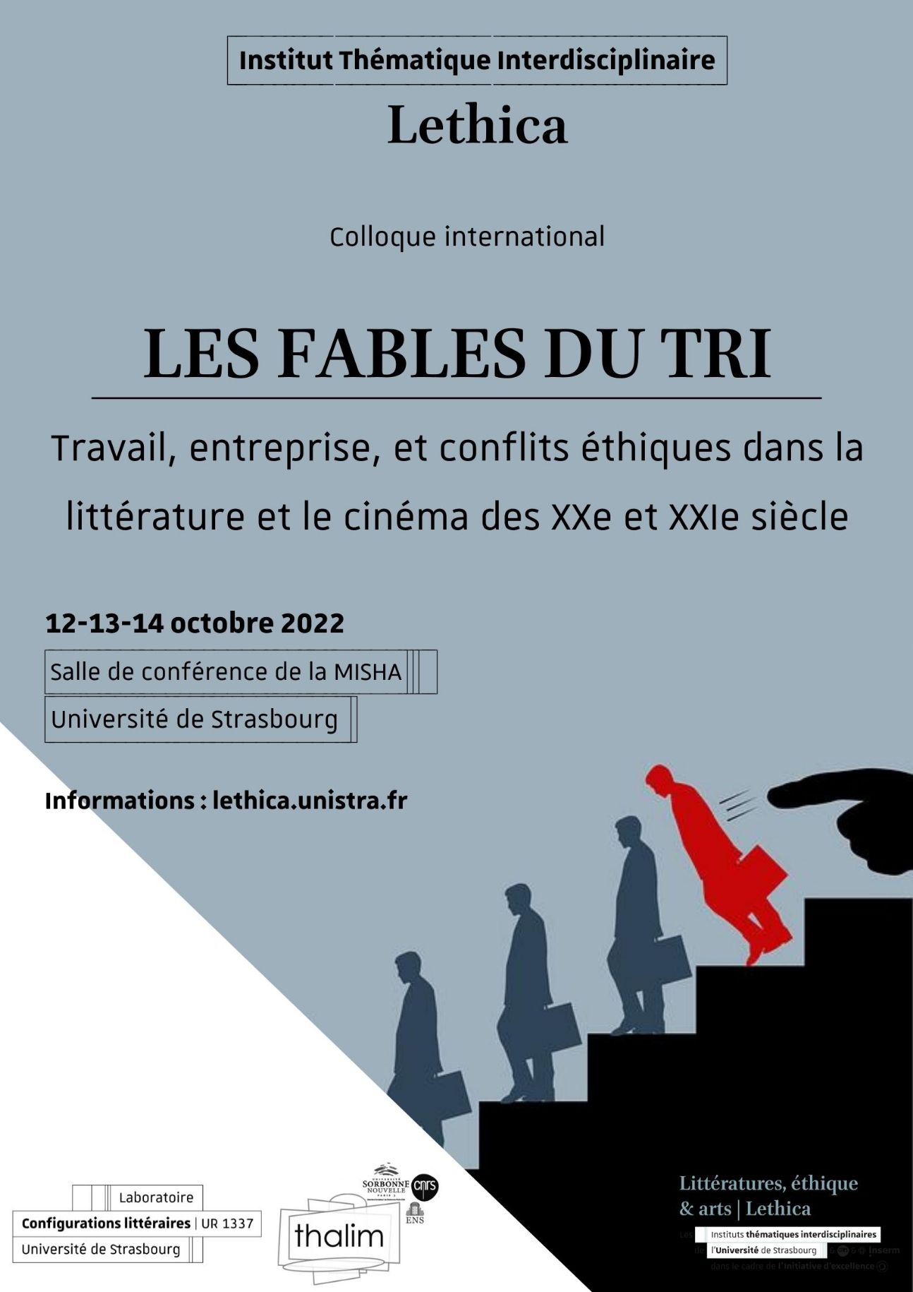 Les fables du tri : travail, entreprise, et conflits éthiques dans la littérature et le cinéma des XXe-XXIe s (Strasbourg)