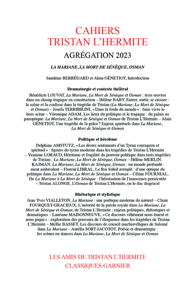 Cahiers Tristan L’Hermite, Hors-série : Agrégation 2023. La Mariane, La Mort de Sénèque, Osman
