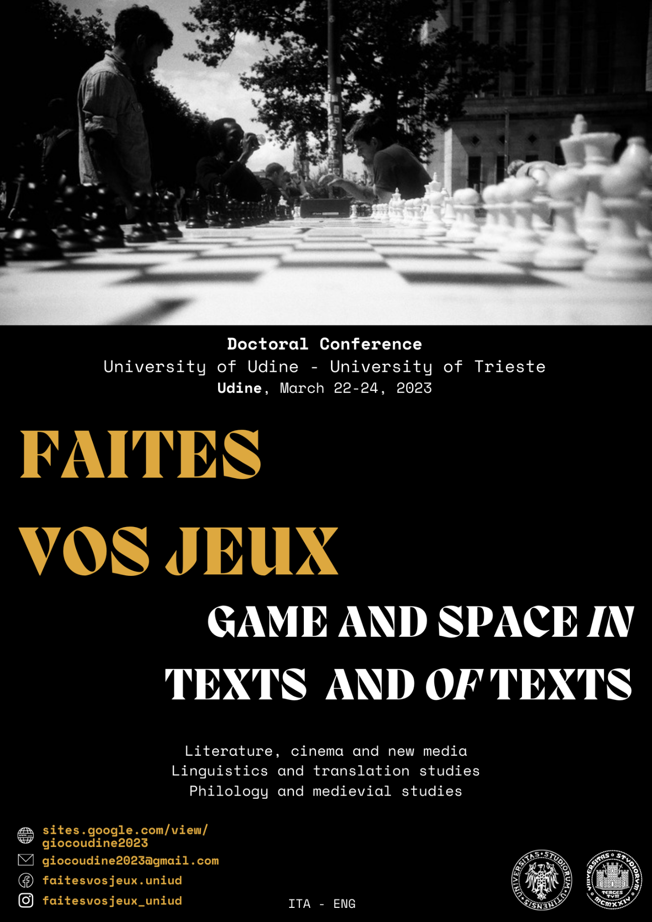 Faites vos jeux: game and space in texts and of texts (Udine, Italie)