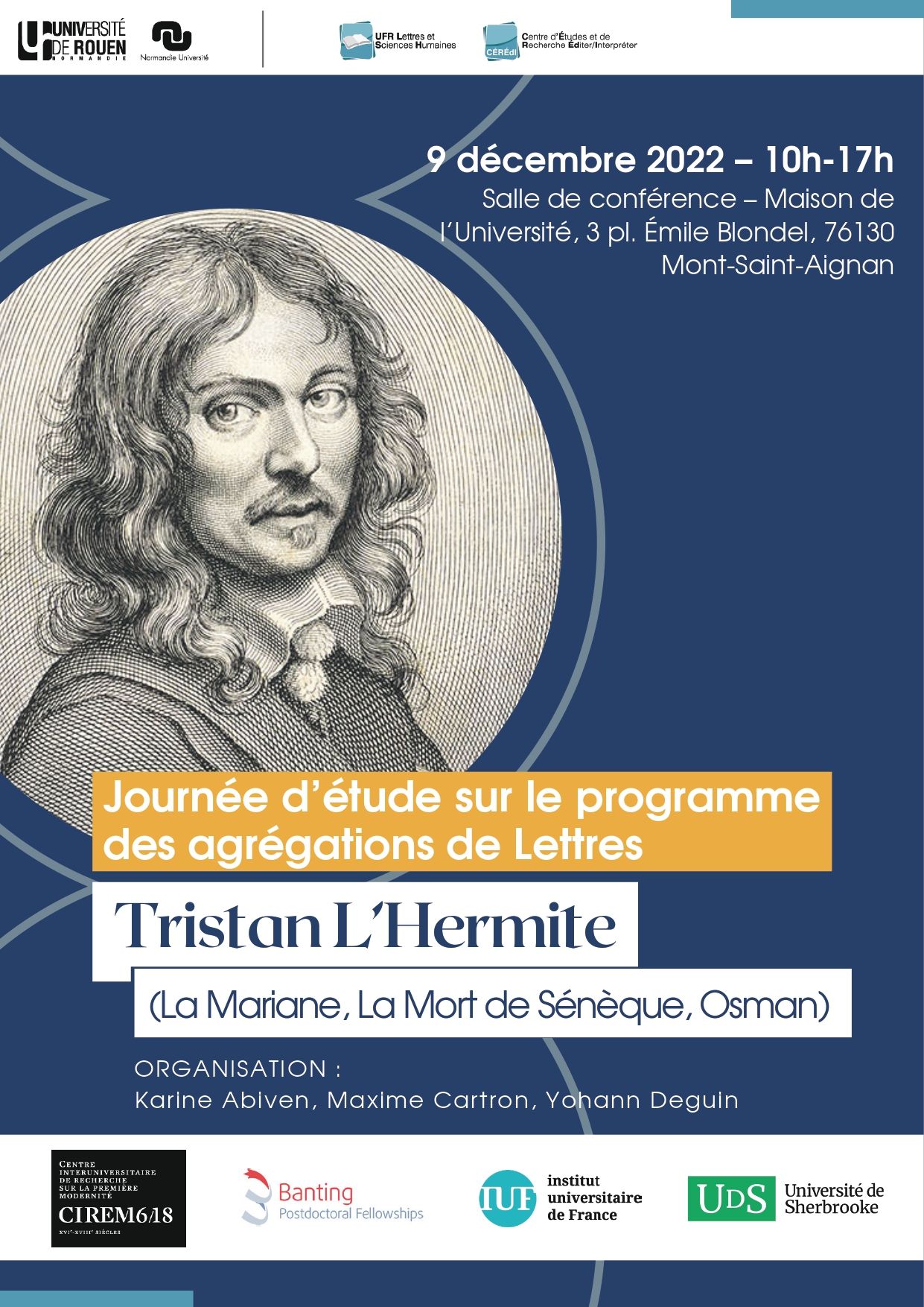 Journée d'agrégation sur La Mariane, La Mort de Sénèque et Osman de Tristan L'Hermite (Rouen)