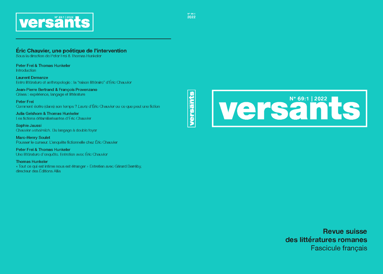 Versants. Revue suisse des littératures romanes, n° 69 : 