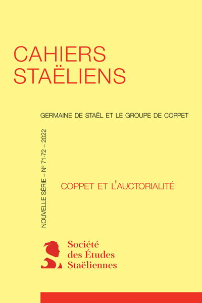 Cahiers staëliens, n° 71-72 :