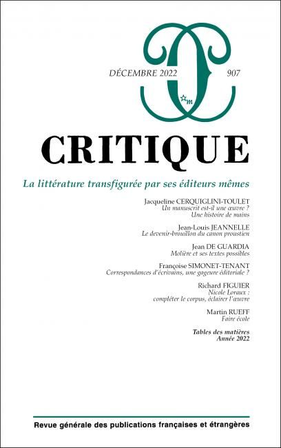Critique, n° 907 :