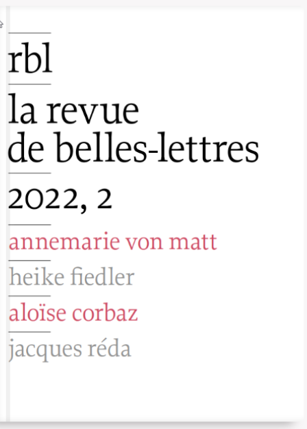 La Revue de Belles-Lettres, 2022-2 : 