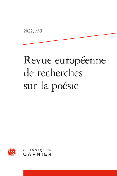 Revue européenne de recherches sur la poésie, n° 8 (Varia)