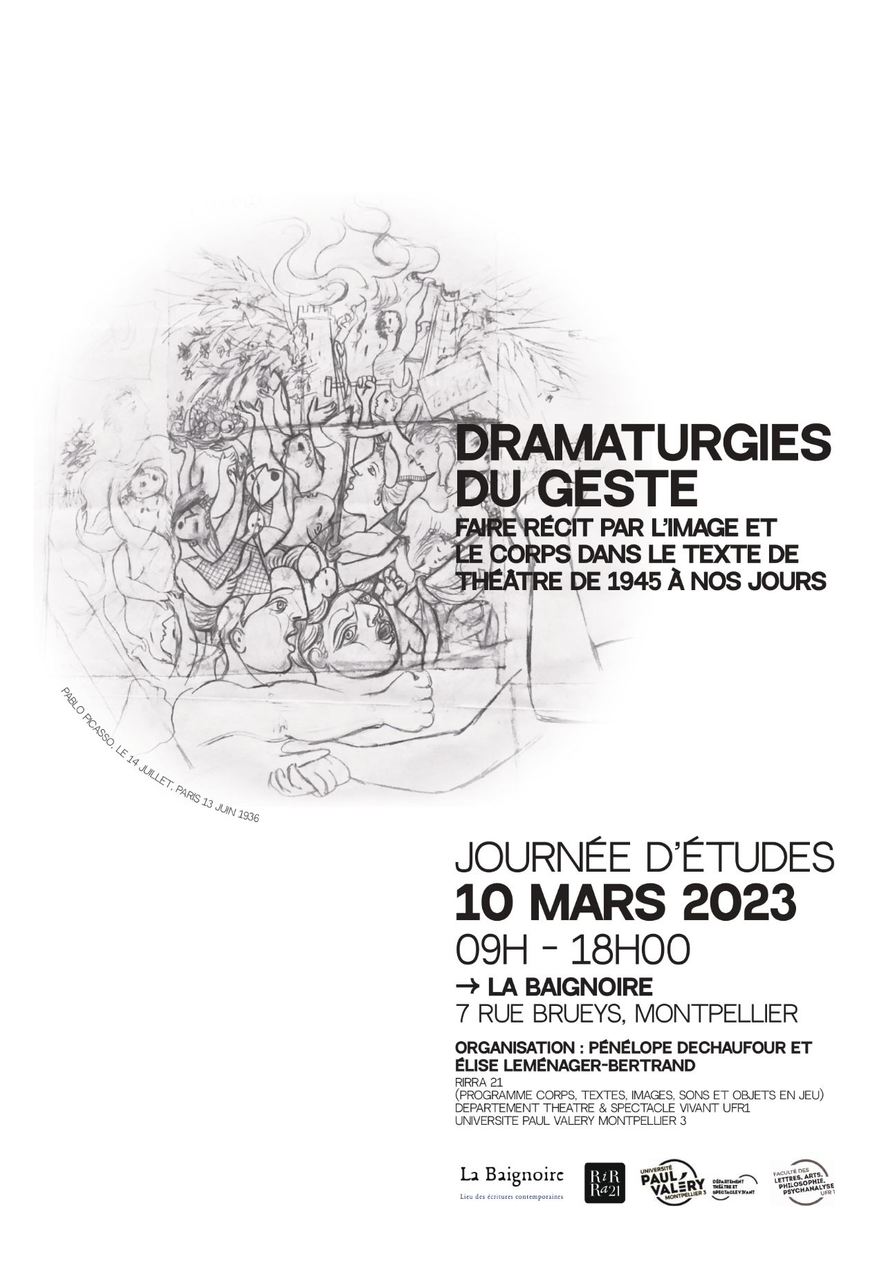 Dramaturgies du geste. Faire récit par l’image et le corps dans le texte de théâtre de 1945 à nos jours (Montpellier)