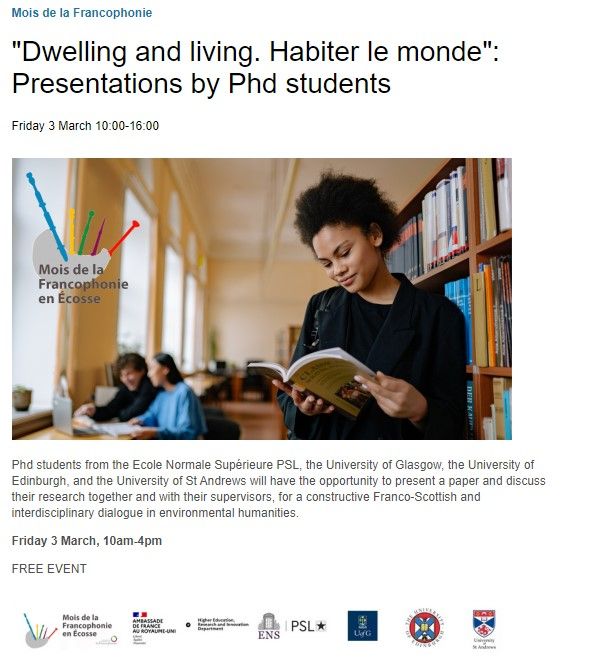 Living and dwelling. Habiter le monde (Institut français d’Ecosse)