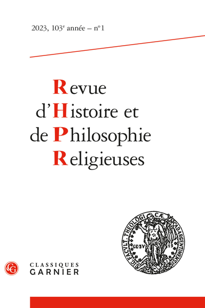 Revue d'Histoire et de Philosophie religieuses, 103e année, n° 1