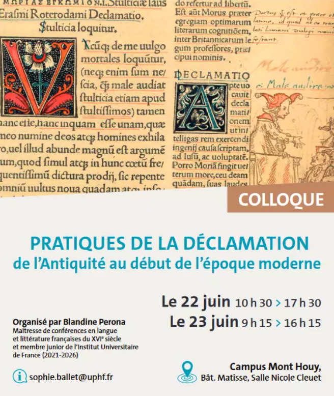 Pratiques de la déclamation de l'Antiquité au début de l'époque moderne (Valenciennes)